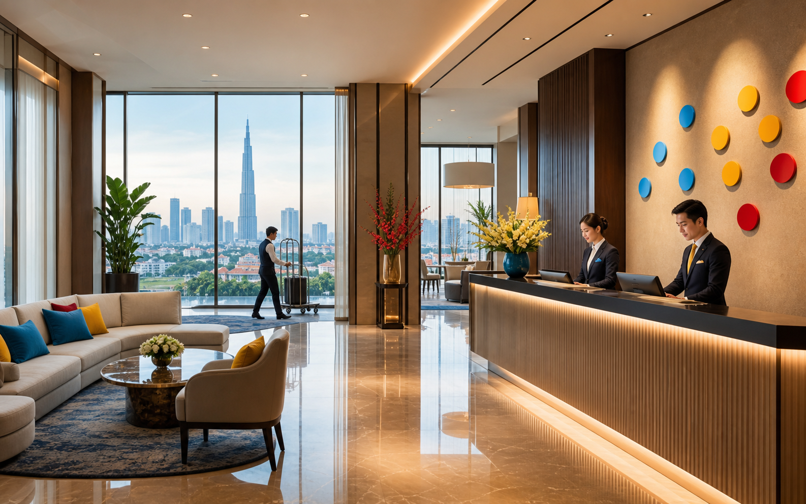 Không gian khách sạn hiện đại do AI render